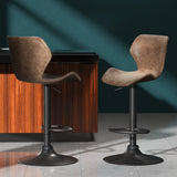 Furniture > Bar Stools & Chairs > Table & Bar Stools - Artiss Bar Stools Kitchen Counter Stools Swivel Gas Lift Vintage Chairs Brown x2 - Garden Yard