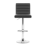 Furniture > Bar Stools & Chairs > Table & Bar Stools - Artiss Set of 4 PU Leather Lined Pattern Bar Stools - Grey and Chrome - Garden Yard