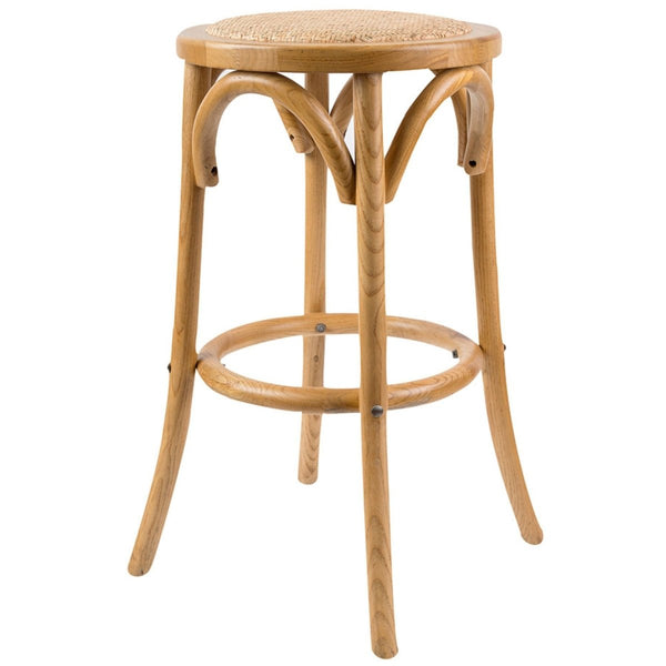 Furniture > Bar Stools & Chairs > Table & Bar Stools - Aster Round Bar Stools Dining Stool Chair Solid Birch Timber Rattan Seat - Oak - Garden Yard