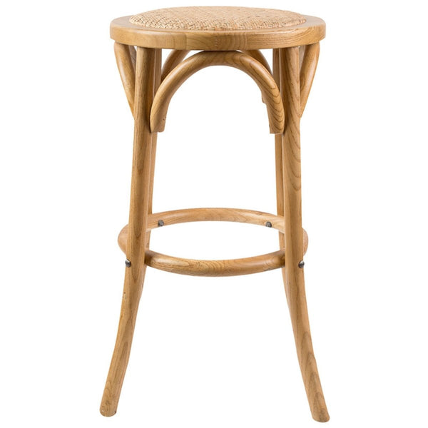 Furniture > Bar Stools & Chairs > Table & Bar Stools - Aster Round Bar Stools Dining Stool Chair Solid Birch Timber Rattan Seat - Oak - Garden Yard
