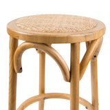 Furniture > Bar Stools & Chairs > Table & Bar Stools - Aster Round Bar Stools Dining Stool Chair Solid Birch Timber Rattan Seat - Oak - Garden Yard