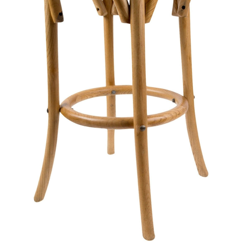 Furniture > Bar Stools & Chairs > Table & Bar Stools - Aster Round Bar Stools Dining Stool Chair Solid Birch Timber Rattan Seat - Oak - Garden Yard