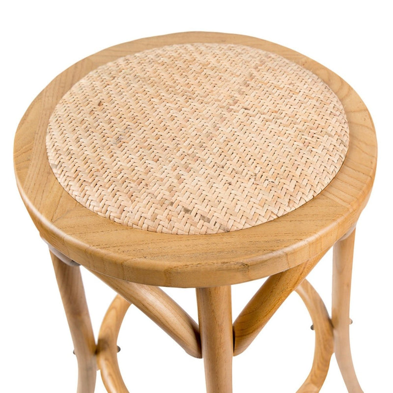 Furniture > Bar Stools & Chairs > Table & Bar Stools - Aster Round Bar Stools Dining Stool Chair Solid Birch Timber Rattan Seat - Oak - Garden Yard