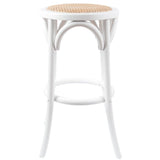 Furniture > Bar Stools & Chairs > Table & Bar Stools - Aster Round Bar Stools Dining Stool Chair Solid Birch Timber Rattan Seat White - Garden Yard