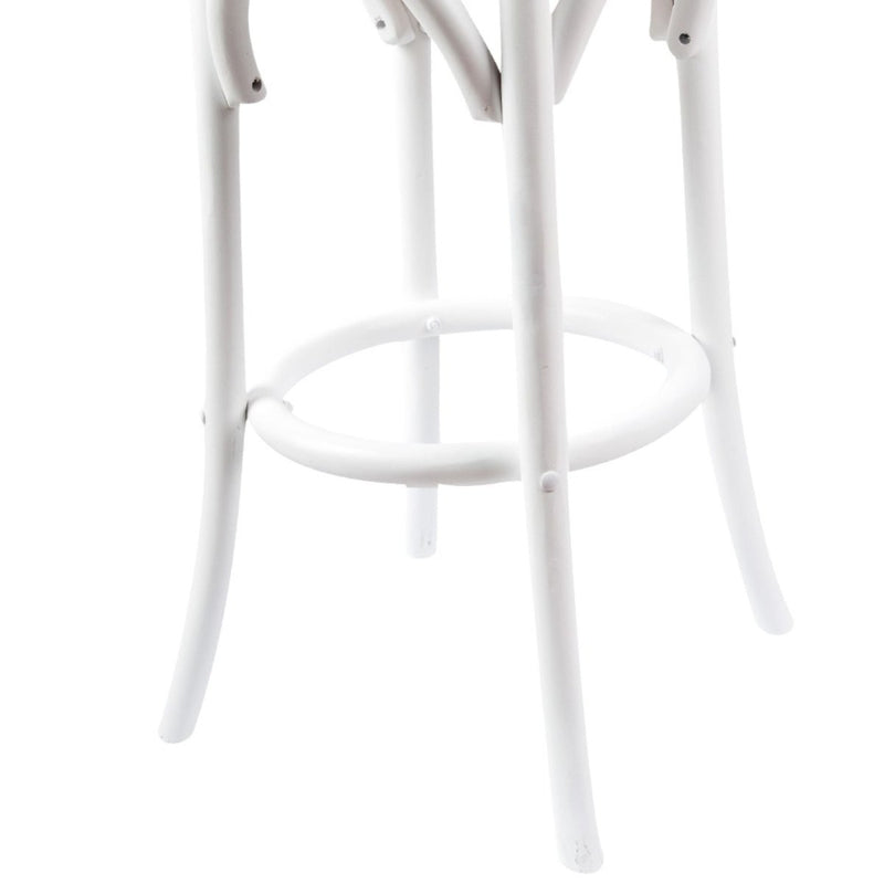 Furniture > Bar Stools & Chairs > Table & Bar Stools - Aster Round Bar Stools Dining Stool Chair Solid Birch Timber Rattan Seat White - Garden Yard