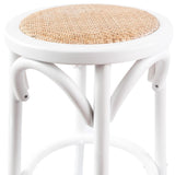 Furniture > Bar Stools & Chairs > Table & Bar Stools - Aster Round Bar Stools Dining Stool Chair Solid Birch Timber Rattan Seat White - Garden Yard