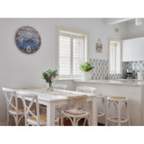 Furniture > Bar Stools & Chairs > Table & Bar Stools - Aster Round Bar Stools Dining Stool Chair Solid Birch Timber Rattan Seat White - Garden Yard