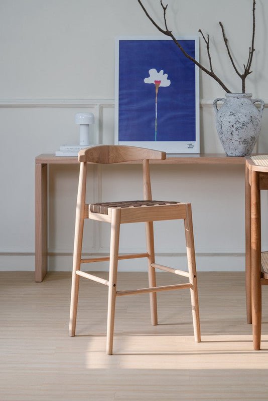 Furniture > Bar Stools & Chairs > Table & Bar Stools - Elliot Leather Kitchen Counter Stool (Natural) - Garden Yard