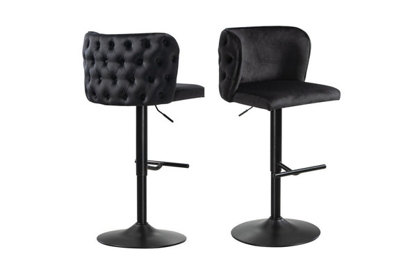 Furniture > Bar Stools & Chairs > Table & Bar Stools - Lara Tufted Height Adjustable Swivel Bar Stools with Footrest - Black - Garden Yard