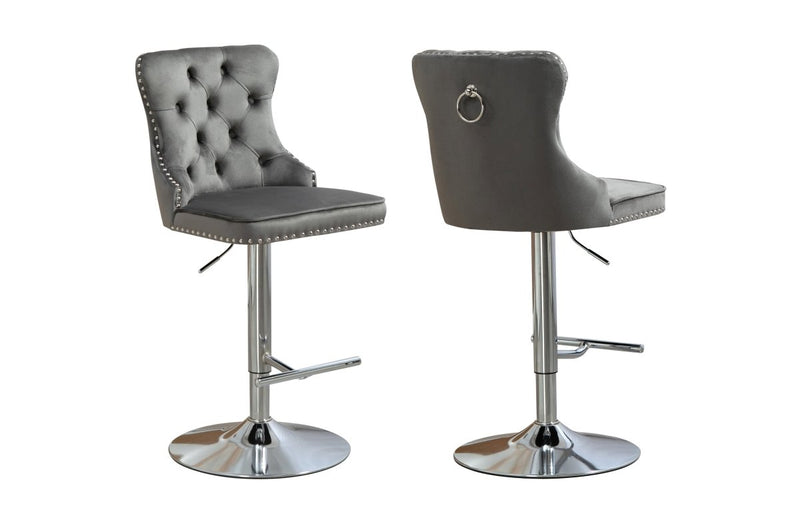 Furniture > Bar Stools & Chairs > Table & Bar Stools - Sahara Dark Grey Barstool with Silver Stand - Set of 2 - Garden Yard