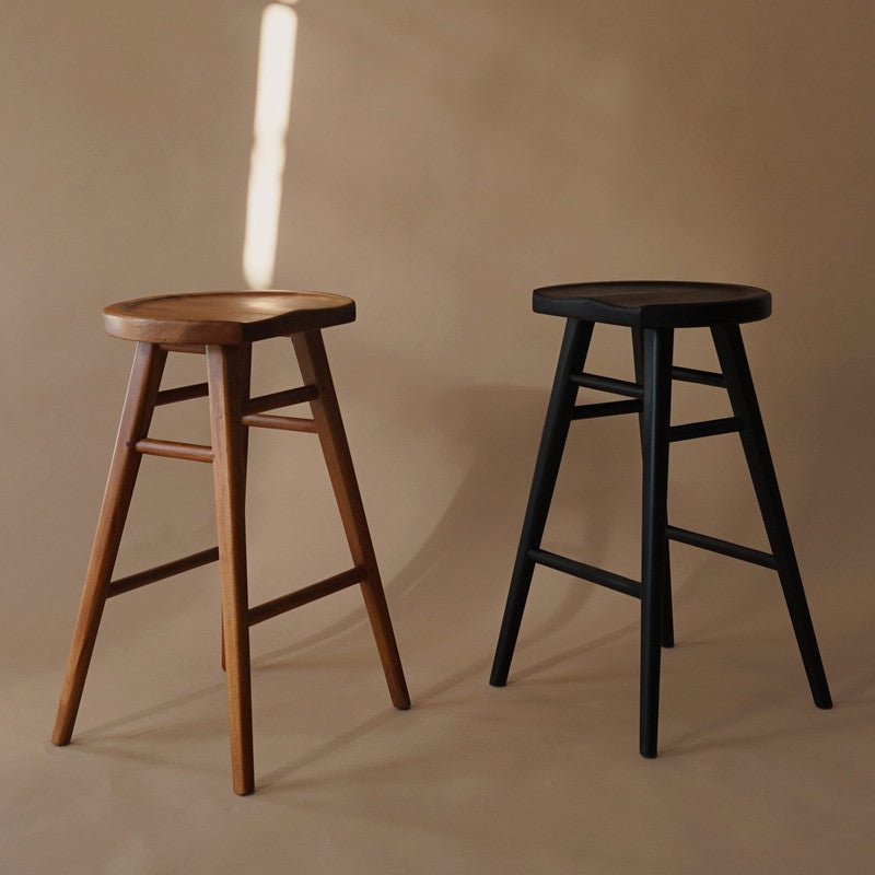 Furniture > Bar Stools & Chairs > Table & Bar Stools - Scandinavian Timber Kitchen Counter Stool (Black) - Garden Yard