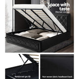 Furniture > Bedroom > Beds & Bed Frames - Artiss Bed Frame King Size Gas Lift Black TIYO - Garden Yard