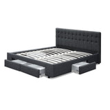 Furniture > Bedroom > Beds & Bed Frames - Artiss Bed Frame King Size with 4 Drawers Charcoal AVIO - Garden Yard