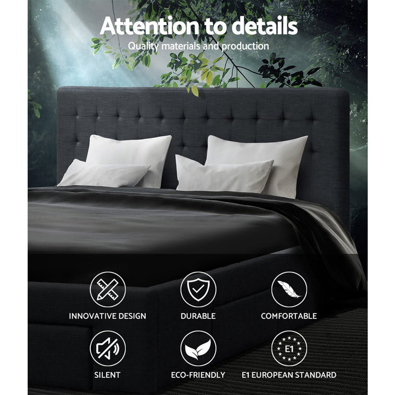 Furniture > Bedroom > Beds & Bed Frames - Artiss Bed Frame King Size with 4 Drawers Charcoal AVIO - Garden Yard