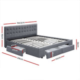 Furniture > Bedroom > Beds & Bed Frames - Artiss Bed Frame King Size with 4 Drawers Grey AVIO - Garden Yard