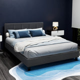 Furniture > Bedroom > Beds & Bed Frames - Artiss Bed Frame Queen Size Charcoal TINO - Garden Yard
