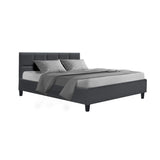 Furniture > Bedroom > Beds & Bed Frames - Artiss Bed Frame Queen Size Charcoal TINO - Garden Yard