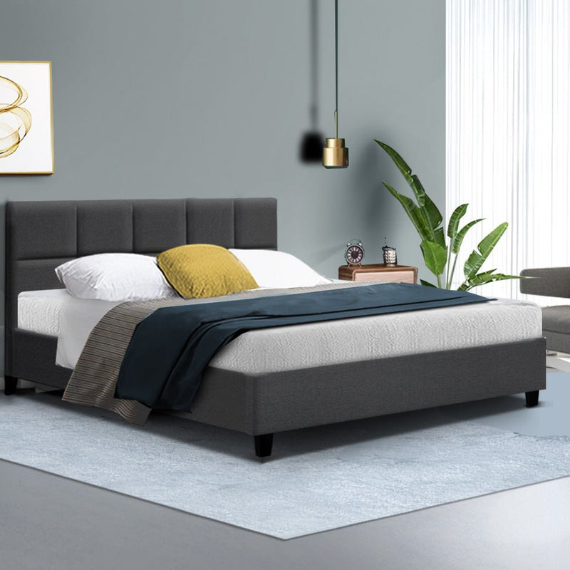 Furniture > Bedroom > Beds & Bed Frames - Artiss Bed Frame Queen Size Charcoal TINO - Garden Yard