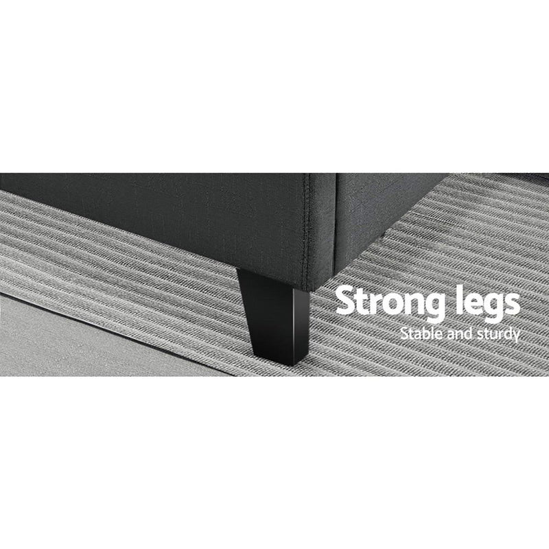 Furniture > Bedroom > Beds & Bed Frames - Artiss Bed Frame Queen Size Charcoal TINO - Garden Yard