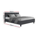 Furniture > Bedroom > Beds & Bed Frames - Artiss Bed Frame Queen Size Charcoal TINO - Garden Yard