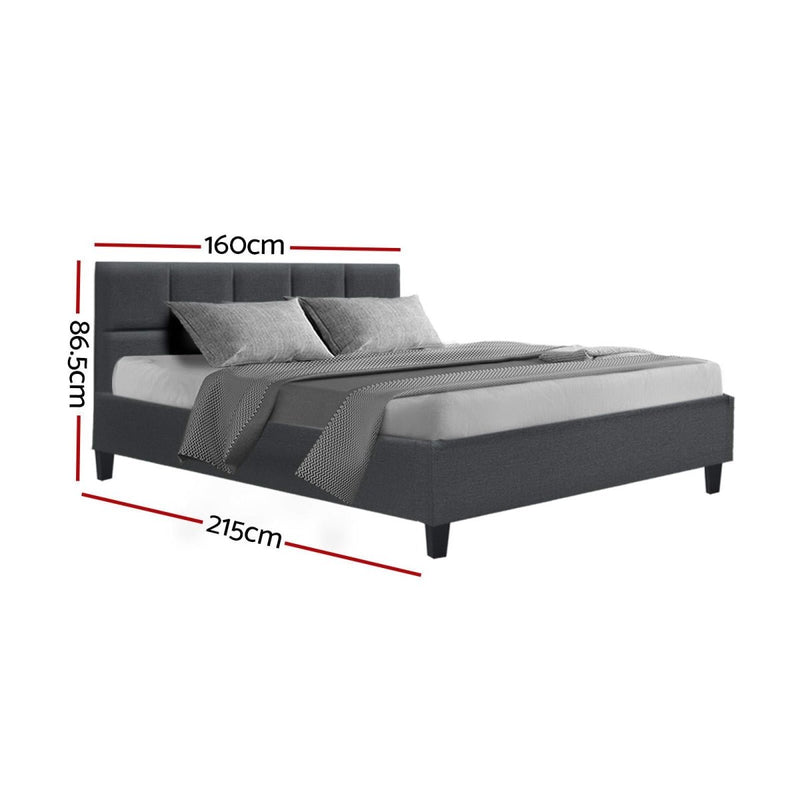 Furniture > Bedroom > Beds & Bed Frames - Artiss Bed Frame Queen Size Charcoal TINO - Garden Yard