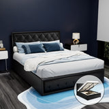 Furniture > Bedroom > Beds & Bed Frames - Artiss Bed Frame Queen Size Gas Lift Black TIYO - Garden Yard