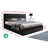 Furniture > Bedroom > Beds & Bed Frames - Artiss Bed Frame Queen Size Gas Lift Black TIYO - Garden Yard