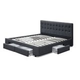 Furniture > Bedroom > Beds & Bed Frames - Artiss Bed Frame Queen Size with 4 Drawers Charcoal AVIO - Garden Yard