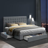 Furniture > Bedroom > Beds & Bed Frames - Artiss Bed Frame Queen Size with 4 Drawers Grey AVIO - Garden Yard