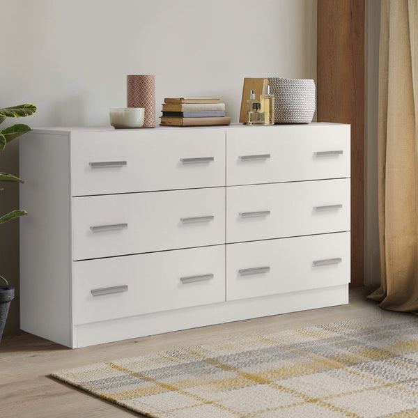 Furniture > Bedroom > Dressers - Artiss 6 Chest of Drawers - VEDA White - Garden Yard