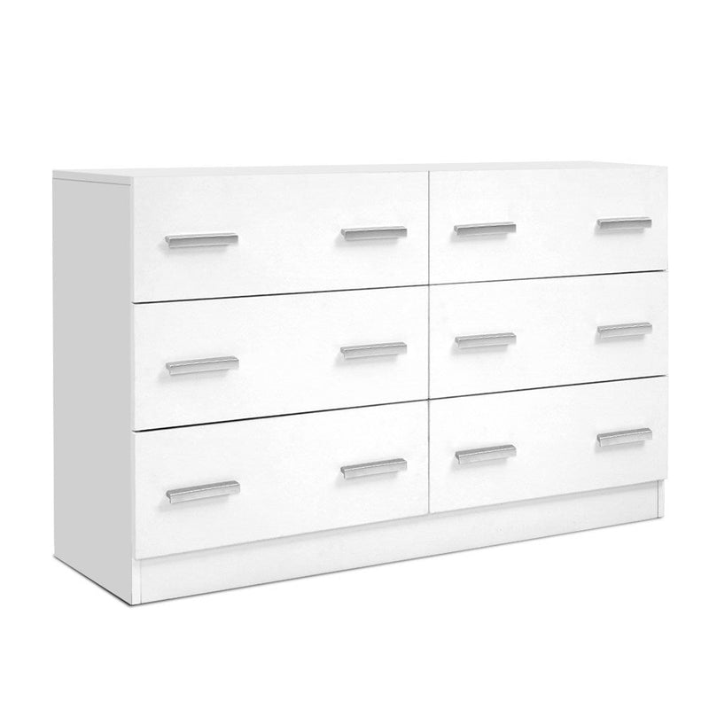 Furniture > Bedroom > Dressers - Artiss 6 Chest of Drawers - VEDA White - Garden Yard