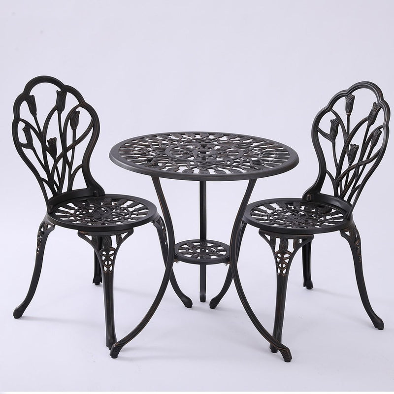 Furniture > Dining > Kitchen & Dining Chairs - 2 Seater Dominique Cast Aluminium Bistro Set - Garden Yard