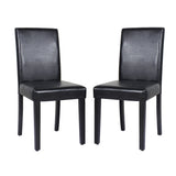 Furniture > Dining > Kitchen & Dining Chairs - 2x Wooden Frame Black Leatherette Dining Chairs with Solid Pine Legs - Garden Yard