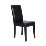 Furniture > Dining > Kitchen & Dining Chairs - 2x Wooden Frame Black Leatherette Dining Chairs with Solid Pine Legs - Garden Yard