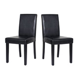 Furniture > Dining > Kitchen & Dining Chairs - 2x Wooden Frame Black Leatherette Dining Chairs with Solid Pine Legs - Garden Yard