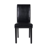 Furniture > Dining > Kitchen & Dining Chairs - 2x Wooden Frame Black Leatherette Dining Chairs with Solid Pine Legs - Garden Yard