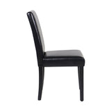 Furniture > Dining > Kitchen & Dining Chairs - 2x Wooden Frame Black Leatherette Dining Chairs with Solid Pine Legs - Garden Yard