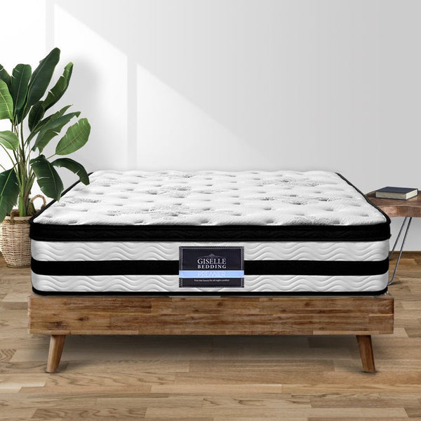 Furniture > Mattresses > Double Mattress - Giselle Bedding 34cm Mattress Euro Top Pocket Spring Double - Garden Yard