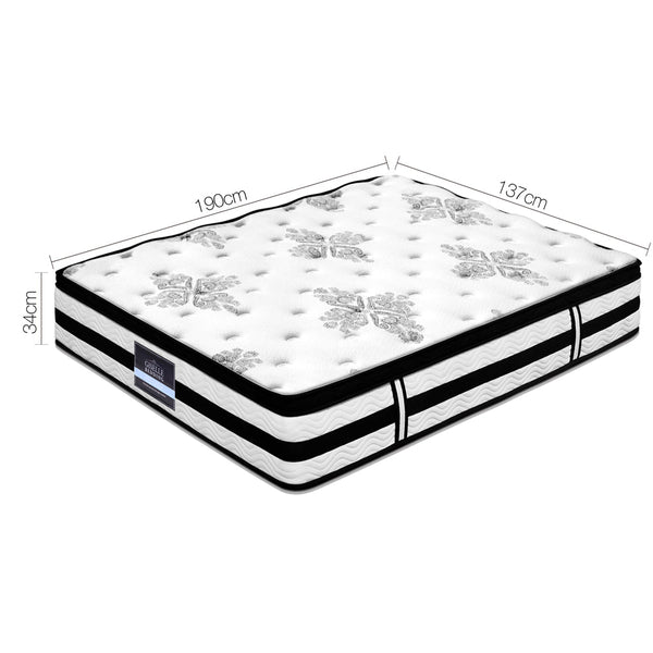 Furniture > Mattresses > Double Mattress - Giselle Bedding 34cm Mattress Euro Top Pocket Spring Double - Garden Yard