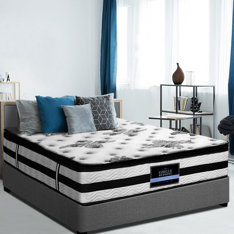 Furniture > Mattresses > Double Mattress - Giselle Bedding 34cm Mattress Euro Top Pocket Spring Double - Garden Yard