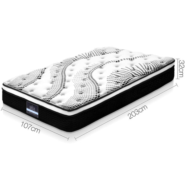Furniture > Mattresses > King Single Mattress - Giselle Bedding 32cm Mattress Euro Top King Single - Garden Yard