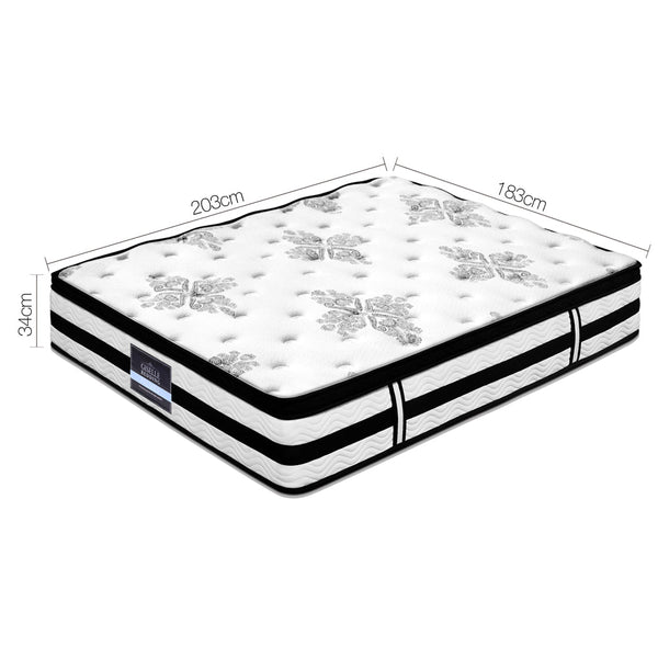 Furniture > Mattresses > King Size Mattress - Giselle Bedding 34cm Mattress Euro Top Pocket Spring King - Garden Yard