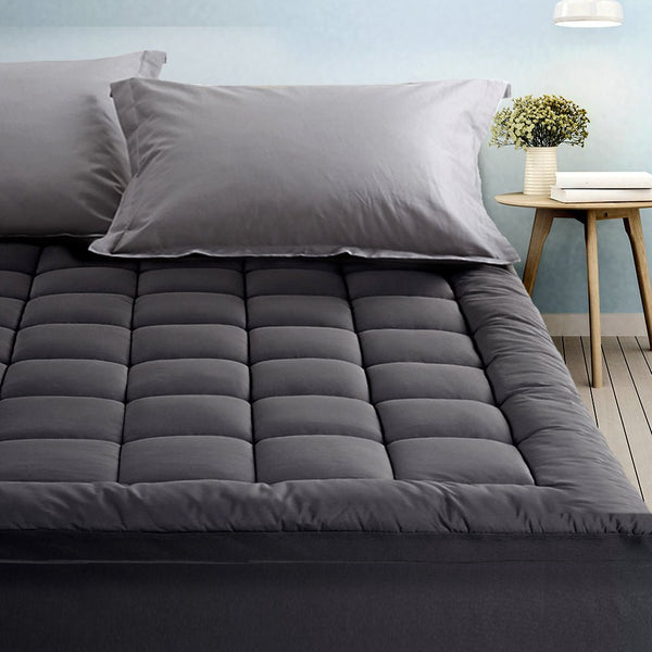 Furniture > Mattresses > Mattress Toppers - Giselle Bedding Mattress Topper Pillowtop Bamboo Charcoal Double - Garden Yard