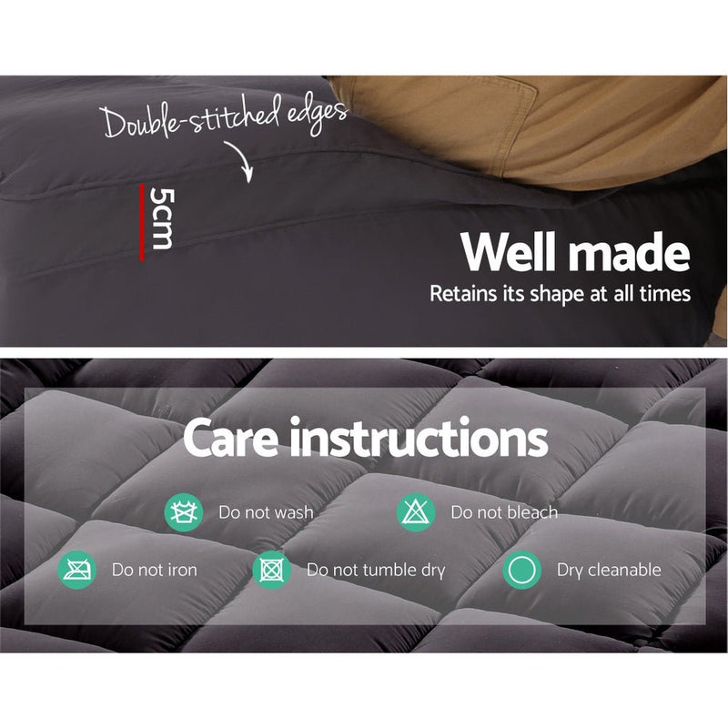Furniture > Mattresses > Mattress Toppers - Giselle Bedding Mattress Topper Pillowtop Bamboo Charcoal Double - Garden Yard