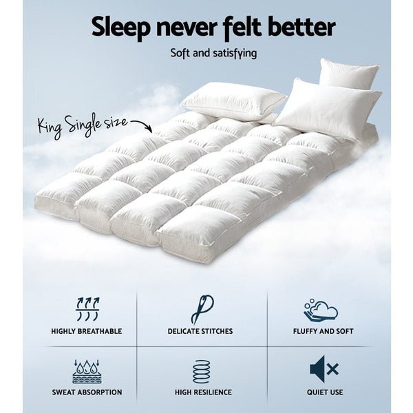 Furniture > Mattresses > Mattress Toppers - Giselle Bedding Mattress Topper Pillowtop Bamboo King Single - Garden Yard