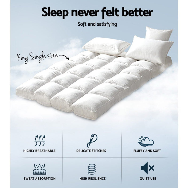 Furniture > Mattresses > Mattress Toppers - Giselle Bedding Mattress Topper Pillowtop Bamboo King Single - Garden Yard