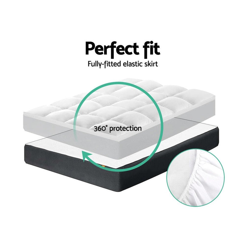 Furniture > Mattresses > Mattress Toppers - Giselle Queen Mattress Topper Pillowtop 1000GSM Microfibre Filling Protector - Garden Yard