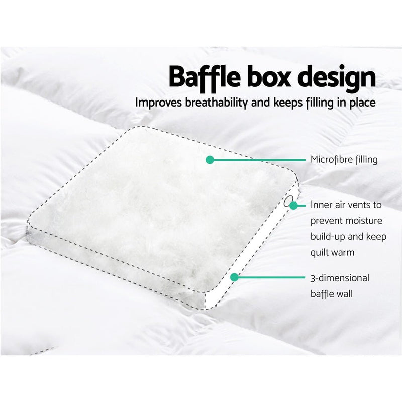 Furniture > Mattresses > Mattress Toppers - Giselle Queen Mattress Topper Pillowtop 1000GSM Microfibre Filling Protector - Garden Yard