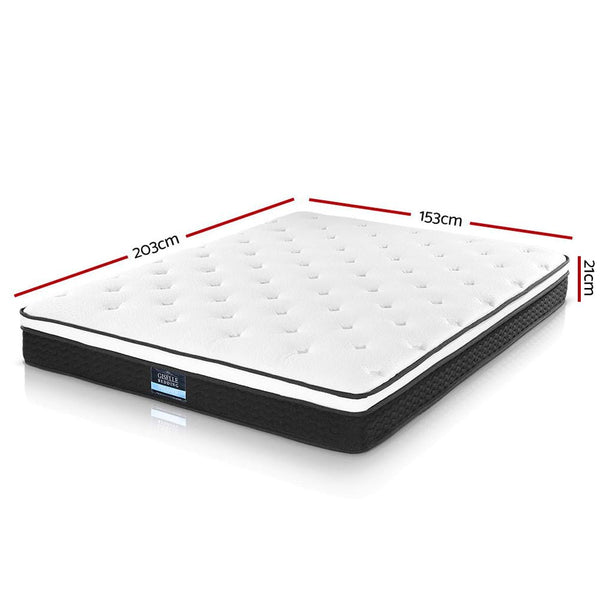 Furniture > Mattresses > Queen Mattress - Giselle Bedding 21cm Mattress Euro Top Queen - Garden Yard