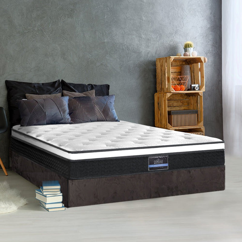 Furniture > Mattresses > Queen Mattress - Giselle Bedding 21cm Mattress Euro Top Queen - Garden Yard